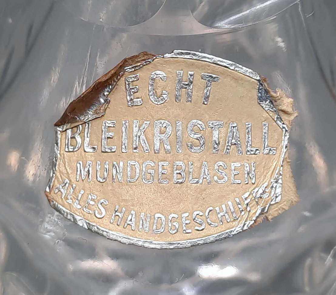 Alte Bleikristall Karaffe mit Henkel * Edler Schliff * Mundgeblasen