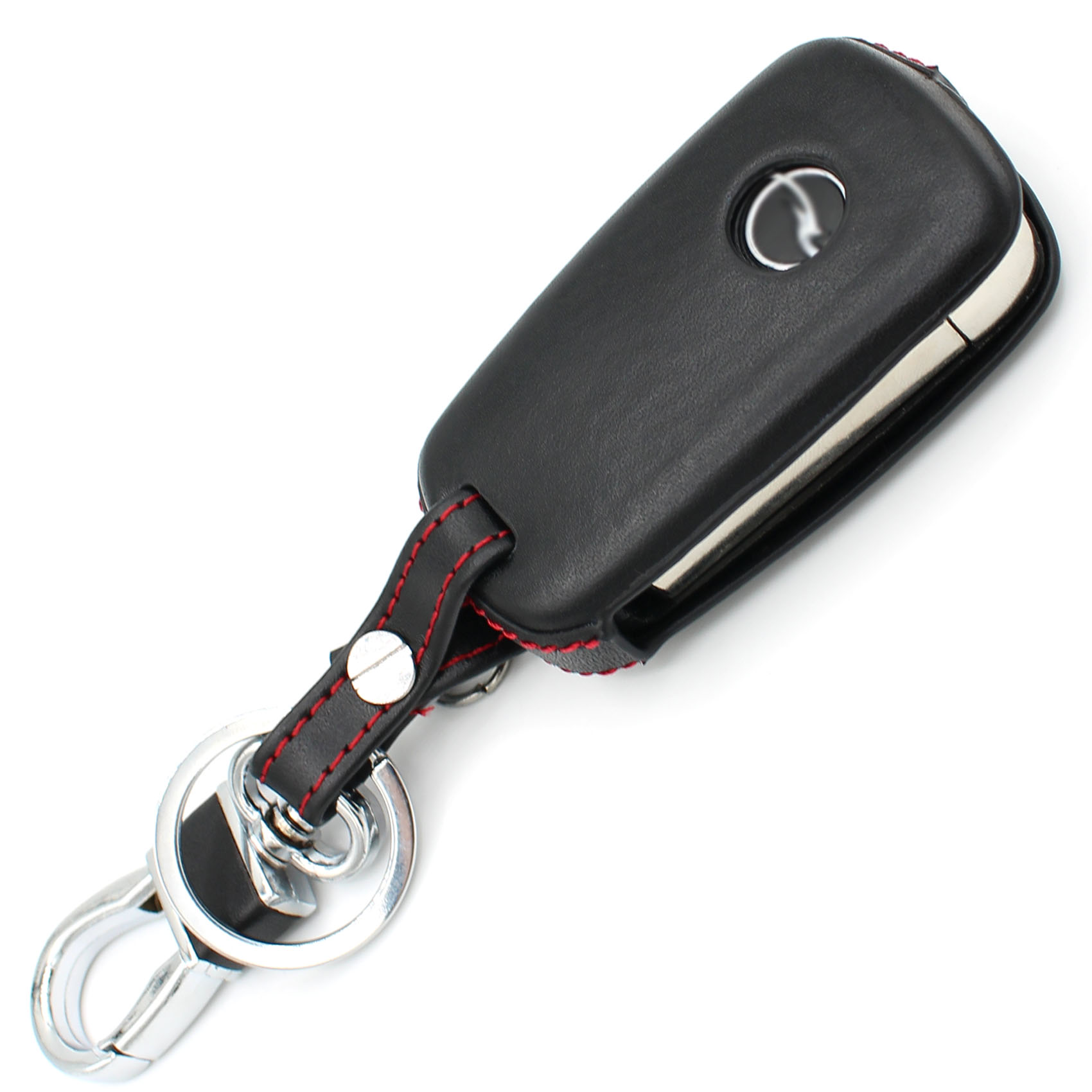 Auto Leder Schlüsselanhänger für Audi Mercedes VW Opel Autoschlüssel Car Schwarz 
