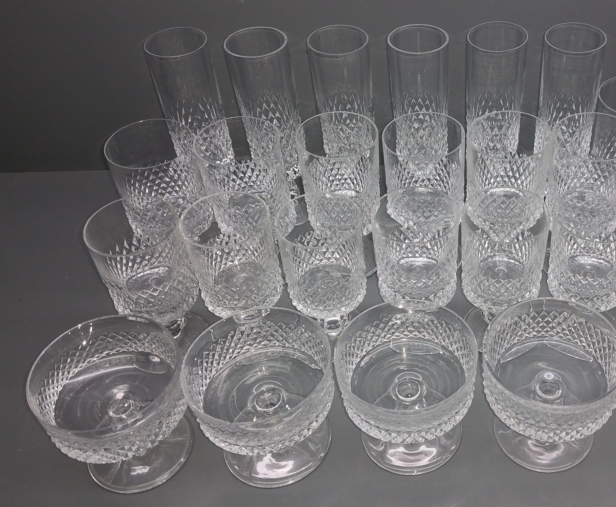 Likörschale Glas Kristall Glas geschliffen 50 er Jahre Design handgeschliffen